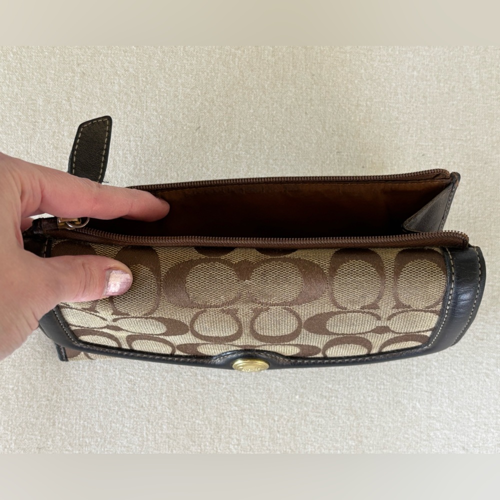 Vintage Coach wallet Y2K canvas leather tan beige brown - Picture 10 of 10